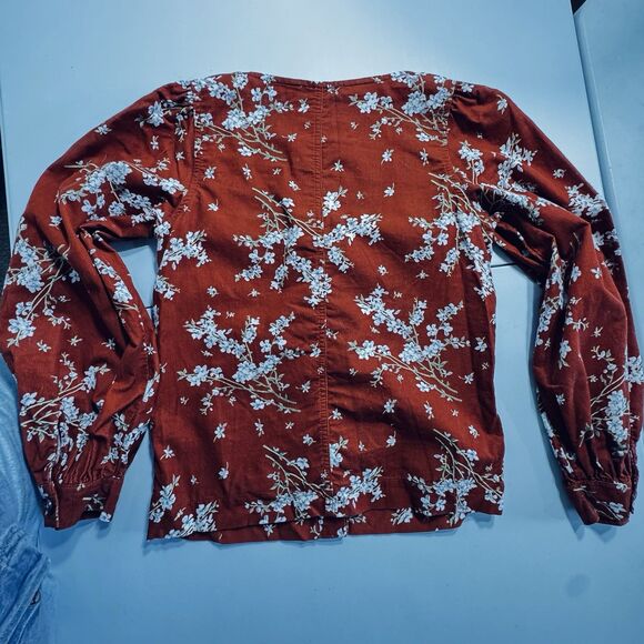 Madewell Corduroy Shirred Sleeve Button-Front Top in Farmstand Bouquet Size XXS - Picture 5 of 7
